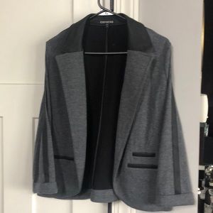 Express Grey Knit Blazer with Faux Accents sz L